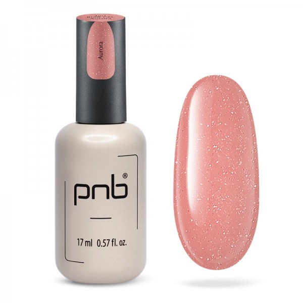 УВ/ЛЕД 4 in 1 BIAB Гел PNB, прасковен с брокат, 17 мл