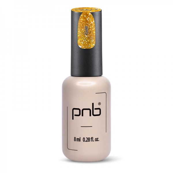 УВ/ЛЕД Шок Топ PNB, светлоотразяващ златен, глянцев 8 мл